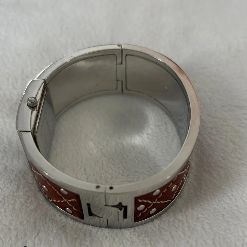 Michael Kors Silver and Brown Leather Watch - Picture 2 of 8